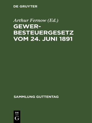 cover image of Gewerbesteuergesetz vom 24. Juni 1891